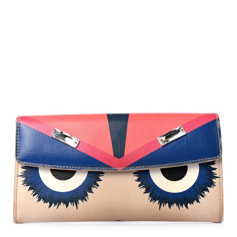 Fendi Vitello Elite Crystal Eye Monster Simply Continental Bellini Wallet